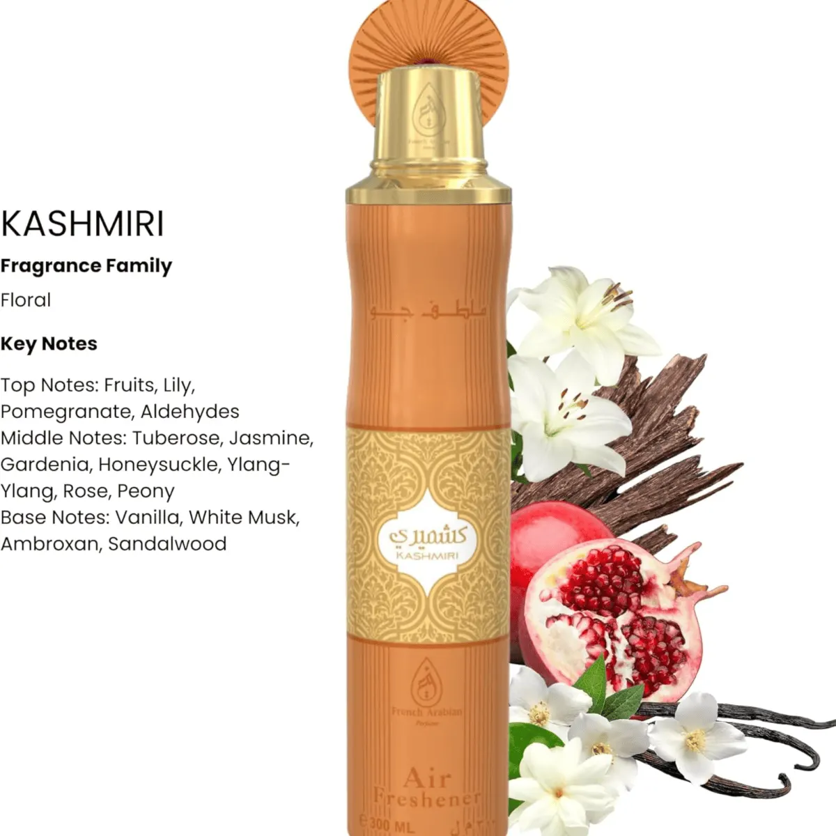 French Arabian Perfume Kashmiri 300ml Premium Air Freshener Spray.